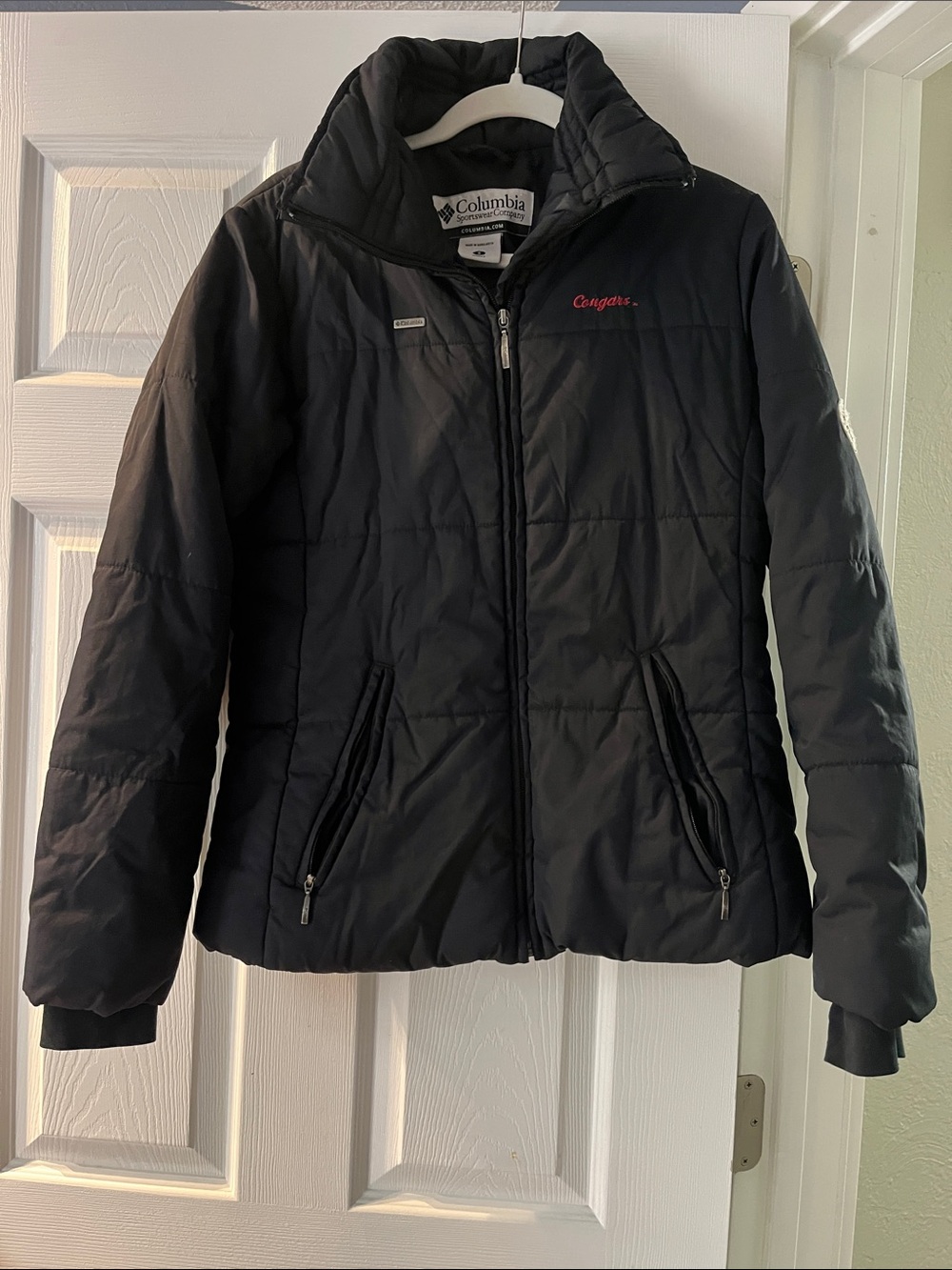 Columbia Women's Black Puffer Jacket Washington State University Cougars Edition